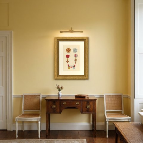 Orders of Tuscany, Saint Stephen and Saint Joseph, Plate LXXXIII, 1844, shown framed in a room